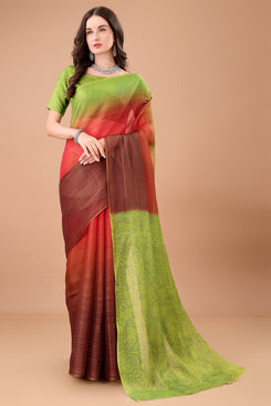 Vibrant & Colourful Weightless Zari Woven Soft Poly Silk Saree with Blouse for those Special Events & Parties