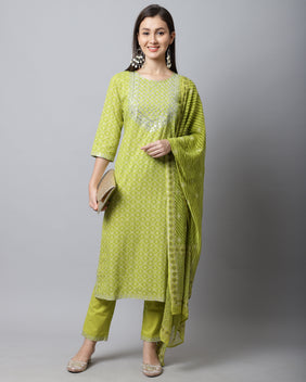 Admyrin Pure Jaipur Printed Cotton Jaipuri Printed Kurta Set With Dupatta