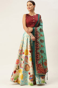 Navratri Special Admyrin Pure Heavy Satin Silk Traditional Wear Heavy Printed Lehenga Choli