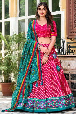 Navratri Special Admyrin Tussar Silk Patola Print Heavy Lehenga Choli