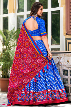 Navratri Special Admyrin Tussar Silk Patola Print Heavy Lehenga Choli