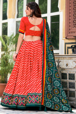 Navratri Special Admyrin Tussar Silk Patola Print Heavy Lehenga Choli