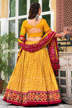 Navratri Special Admyrin Tussar Silk Patola Print Heavy Lehenga Choli