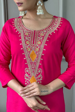 Admyrin Pink Silk Viscose Trendy Elementary Designer Readymade Salwar Suit