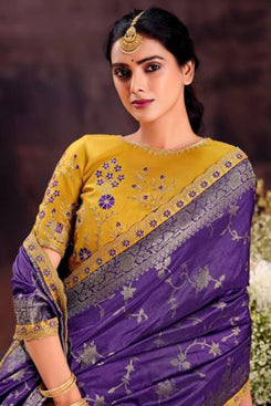 Admyrin Dola Silk Designer Party Wear Woven Saree with Blouse Piece