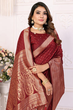 Admyrin Premium Soft Silk Zari Woven Designer Party Wear Saree with Blouse Piece