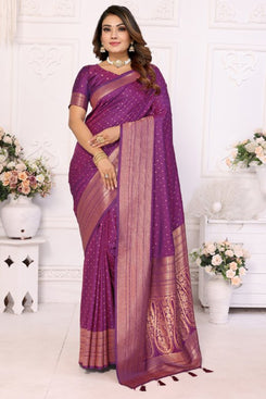 Admyrin Premium Soft Silk Zari Woven Designer Party Wear Saree with Blouse Piece