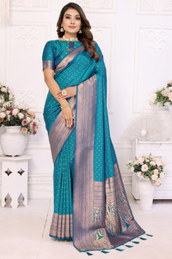 Admyrin Premium Soft Silk Zari Woven Designer Party Wear Saree with Blouse Piece