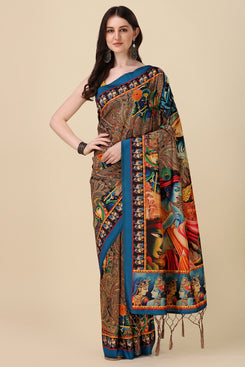 Admyrin Assam Silk Traditional Function Wear Printed Saree with Blouse Piece