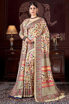 Admyrin Pashmina Traditional Functions Wear Digitally Printed Saree with Shawl