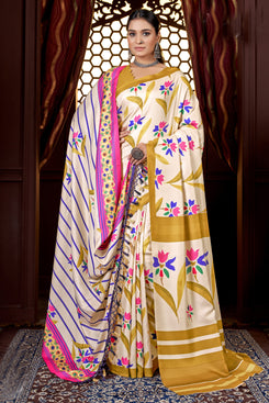 Admyrin Pashmina Traditional Functions Wear Digitally Printed Saree with Shawl