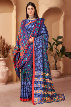 Admyrin Pashmina Traditional Functions Wear Digitally Printed Saree with Shawl