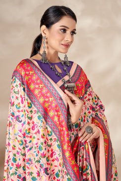 Admyrin Pashmina Traditional Functions Wear Digitally Printed Saree with Shawl