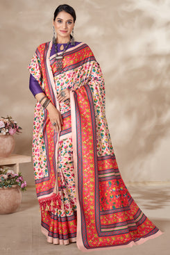 Admyrin Pashmina Traditional Functions Wear Digitally Printed Saree with Shawl