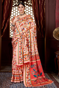 Admyrin Pashmina Traditional Functions Wear Digitally Printed Saree with Shawl