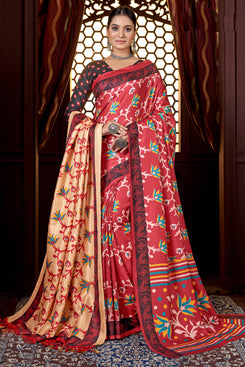 Admyrin Pashmina Traditional Functions Wear Digitally Printed Saree with Shawl