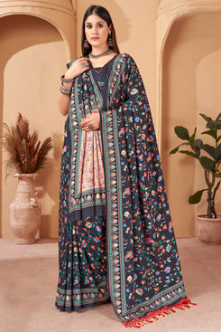 Admyrin Pashmina Traditional Functions Wear Digitally Printed Saree with Shawl