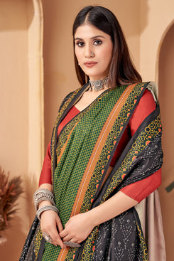 Admyrin Pashmina Traditional Functions Wear Digitally Printed Saree with Shawl