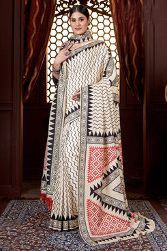 Admyrin Pashmina Traditional Functions Wear Digitally Printed Saree with Shawl