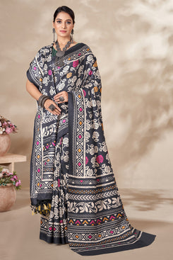 Admyrin Pashmina Traditional Functions Wear Digitally Printed Saree with Shawl