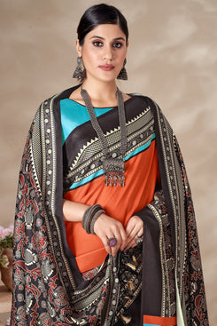 Admyrin Pashmina Traditional Functions Wear Digitally Printed Saree with Shawl