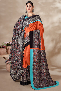 Admyrin Pashmina Traditional Functions Wear Digitally Printed Saree with Shawl