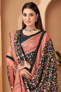 Admyrin Pashmina Traditional Functions Wear Digitally Printed Saree with Shawl