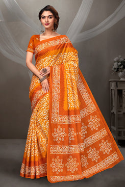 Admyrin Pure Heavy Malai Cotton Traditional Functions Wear Saree with Matching Blouse Piece