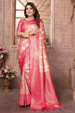 Admyrin Multi Colour Banarasi Chaturi Silk Party Wear Banarasi Saree with Blouse Piece