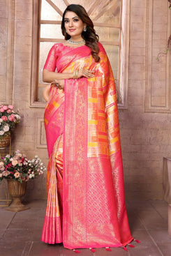 Admyrin Multi Colour Banarasi Chaturi Silk Party Wear Banarasi Saree with Blouse Piece