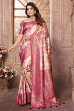 Admyrin Multi Colour Banarasi Chaturi Silk Party Wear Banarasi Saree with Blouse Piece