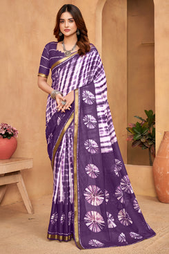 Admyrin Multi Colour Cotton Digitally Printed Functions Wear Saree with Blouse Piece