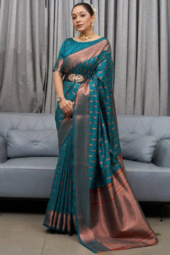 Admyrin Banarasi Soft Silk Woven Festival Wear Saree with Matching Blouse Piece