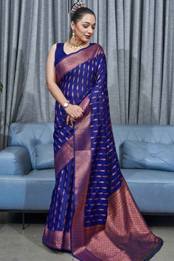 Admyrin Banarasi Soft Silk Woven Festival Wear Saree with Matching Blouse Piece