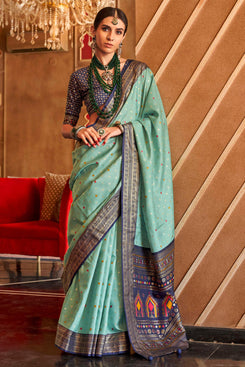 Admyrin Beautiful Silk Sambal Print Patola Saree with Blouse Piece