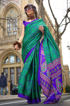 Admyrin Multi Colour Satin Crepe Printed Party Wear Saree with Blouse Piece