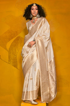 Admyrin Two Tone Handloom Weaving Silk Function Wear Saree with Brocade Blouse Piece