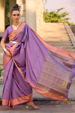 Admyrin Handloom Weaving Silk Festival Wear Saree with Matching Blouse Piece