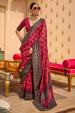 Admyrin Sigma Silk Digitally Printed Traditional Saree with Blouse Piece