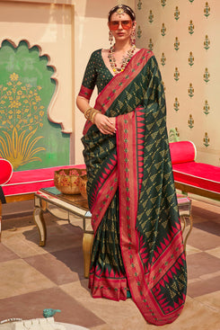 Admyrin Sigma Silk Digitally Printed Traditional Saree with Blouse Piece