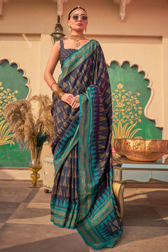 Admyrin Sigma Silk Digitally Printed Traditional Saree with Blouse Piece