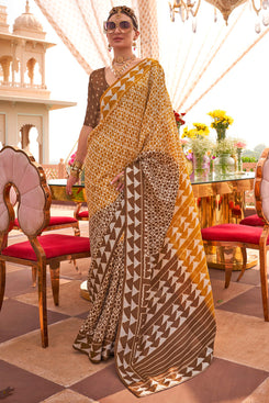 Admyrin Sigma Silk Digitally Printed Traditional Saree with Blouse Piece