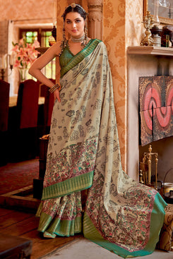 Admyrin Manipuri Silk Digitally Printed Party Wear Saree with Blouse Piece