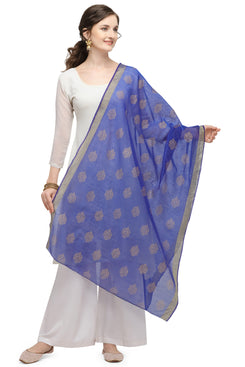 Bhelpuri Purple Linen Tissue Golden Printing Fancy Dupatta