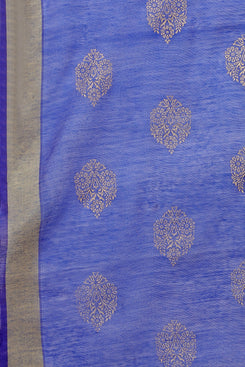 Bhelpuri Purple Linen Tissue Golden Printing Fancy Dupatta