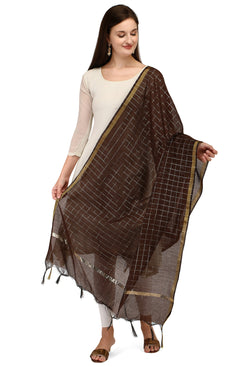 Admyrin Brown Cotton Printed Fancy Dupatta