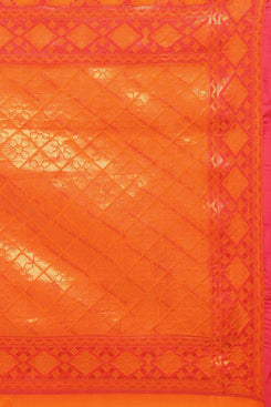 Bhelpuri Orange Tussar Silk Patola Saree with Orange Blouse Piece